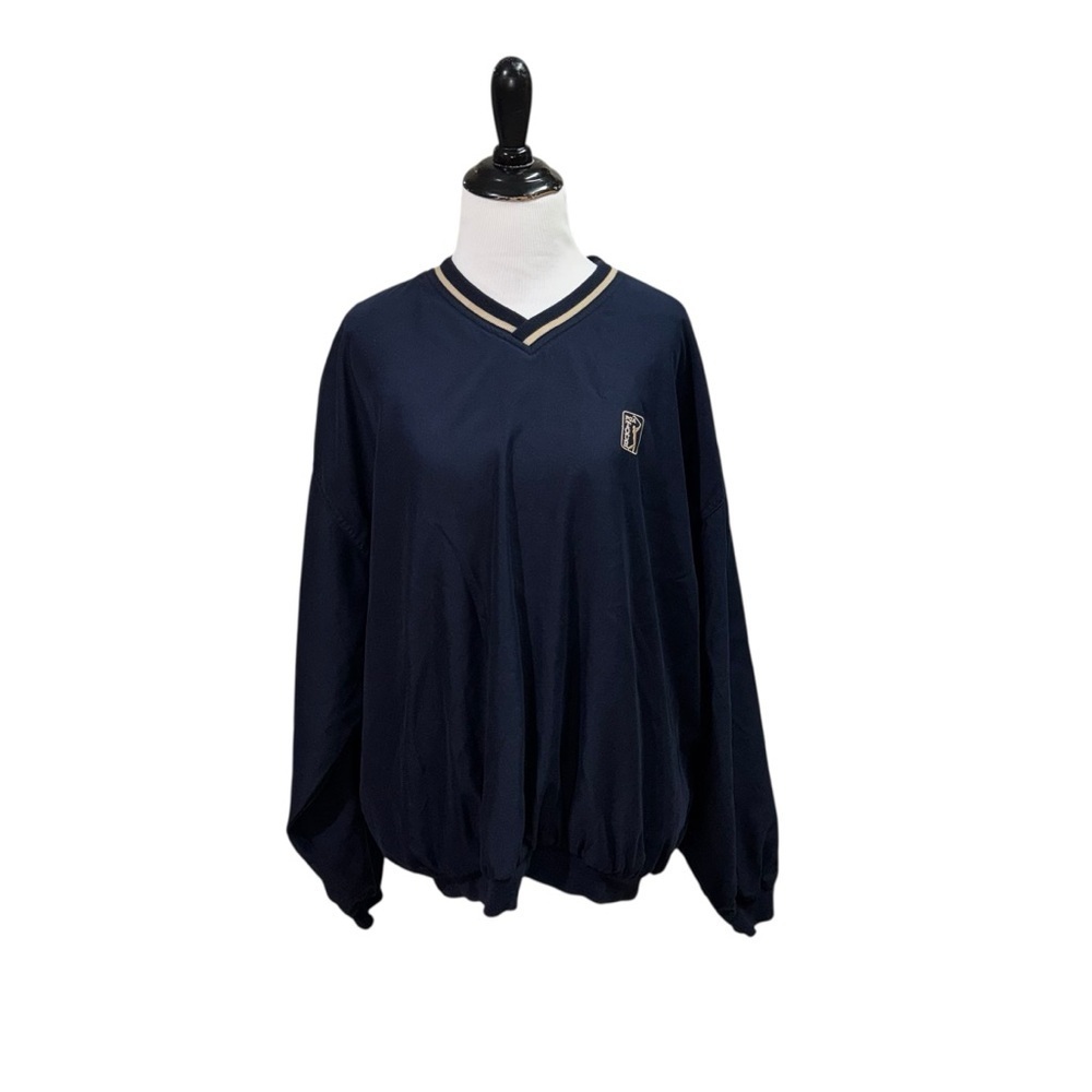 PGA Tour Men's L Large Golf Windbreaker Pullover Sweater Long Sleeve V-Neckline